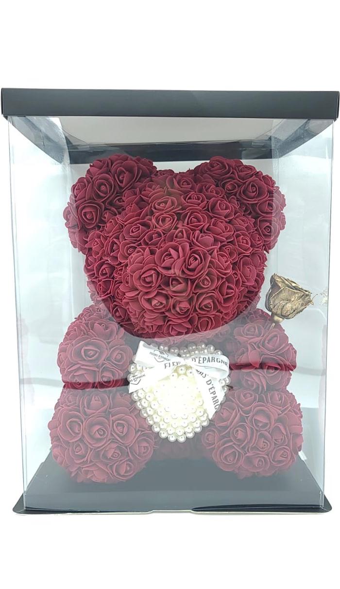 Pearl Heart Luxe Foam Rose Bear