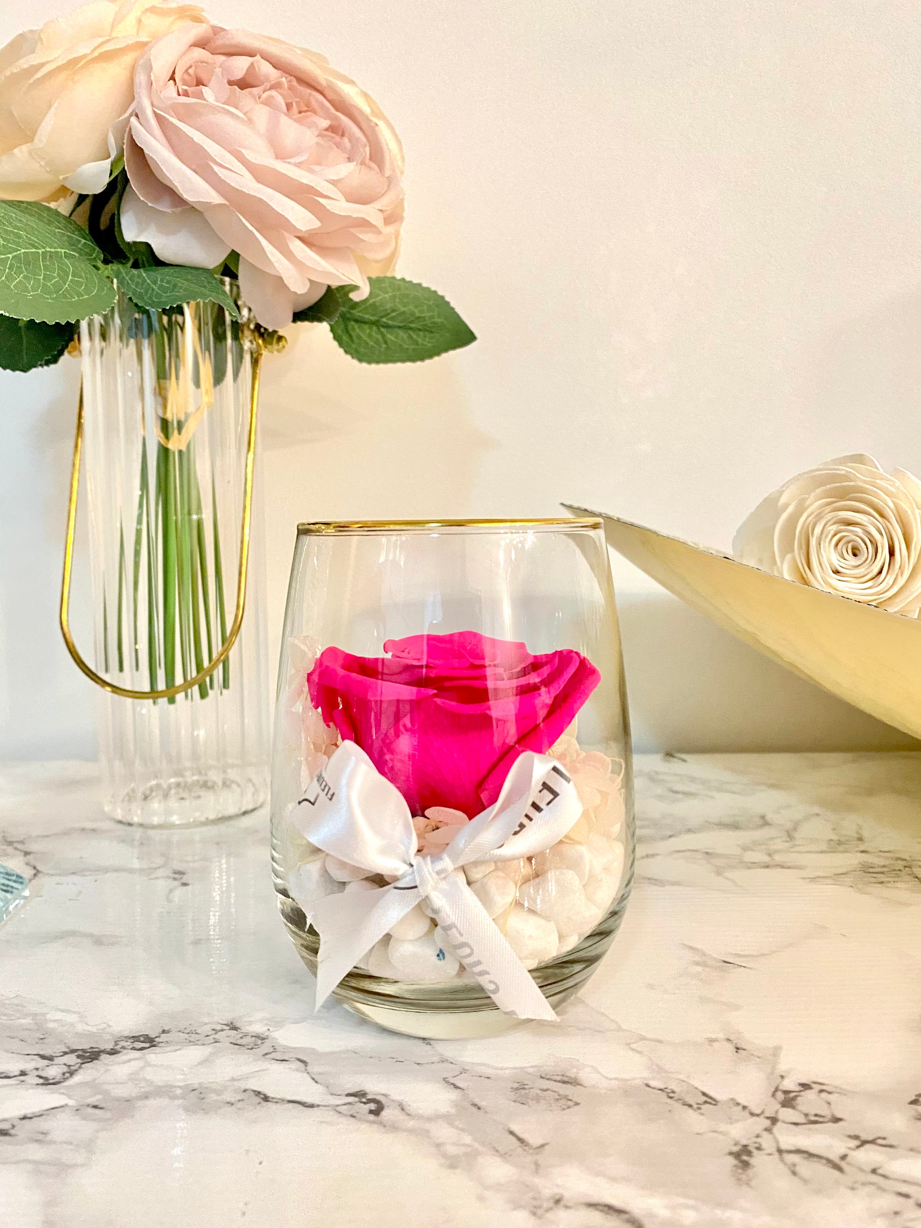 One Love in Round Glass Vase