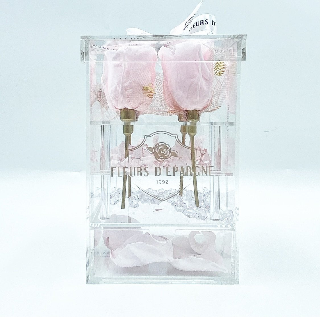 Jumbo 4 Rose Crystal Box with Drawer - 3 Year Flowers
