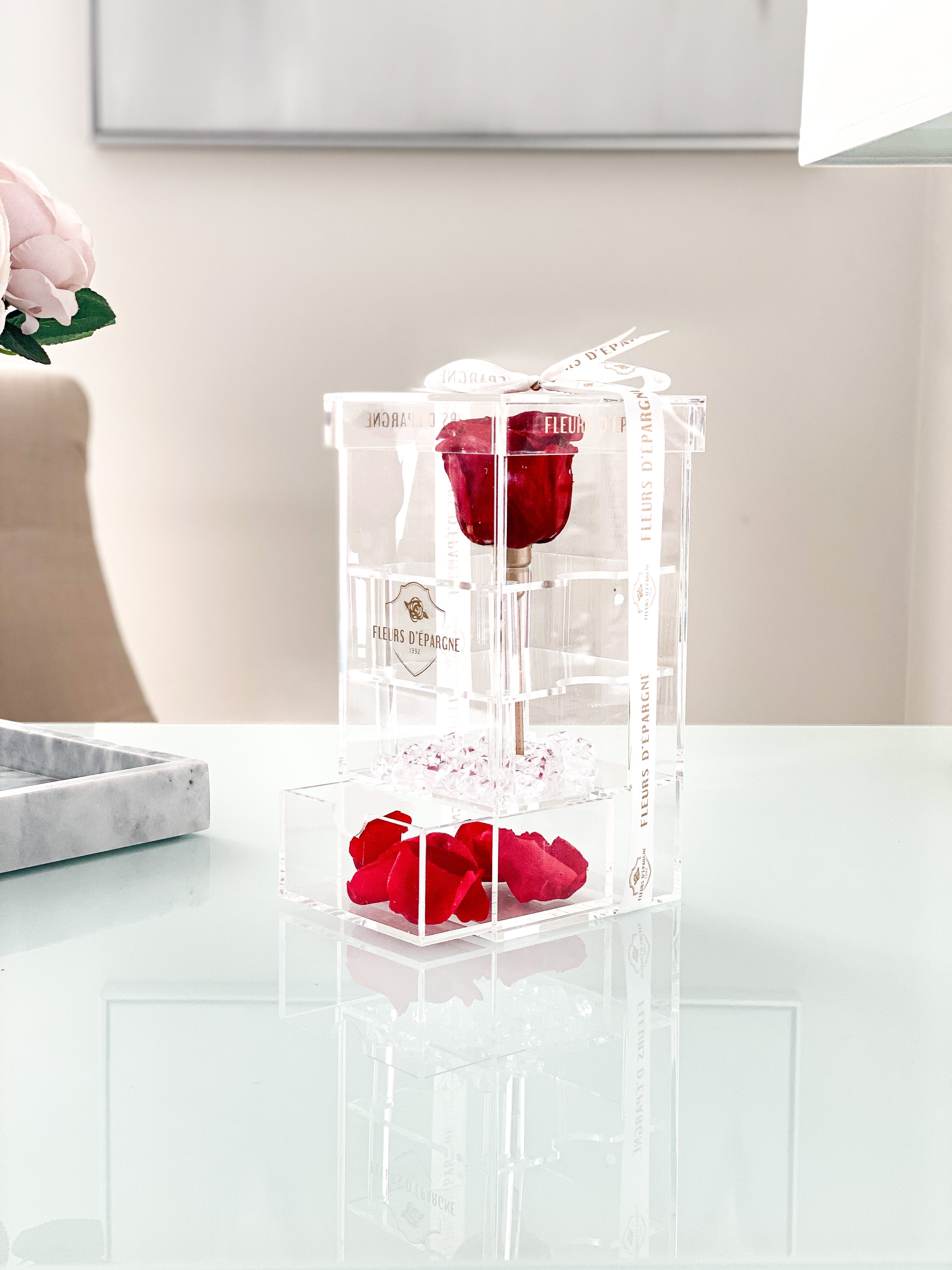 Purest Crystal Box with Long Stemmed 3 Year Rose