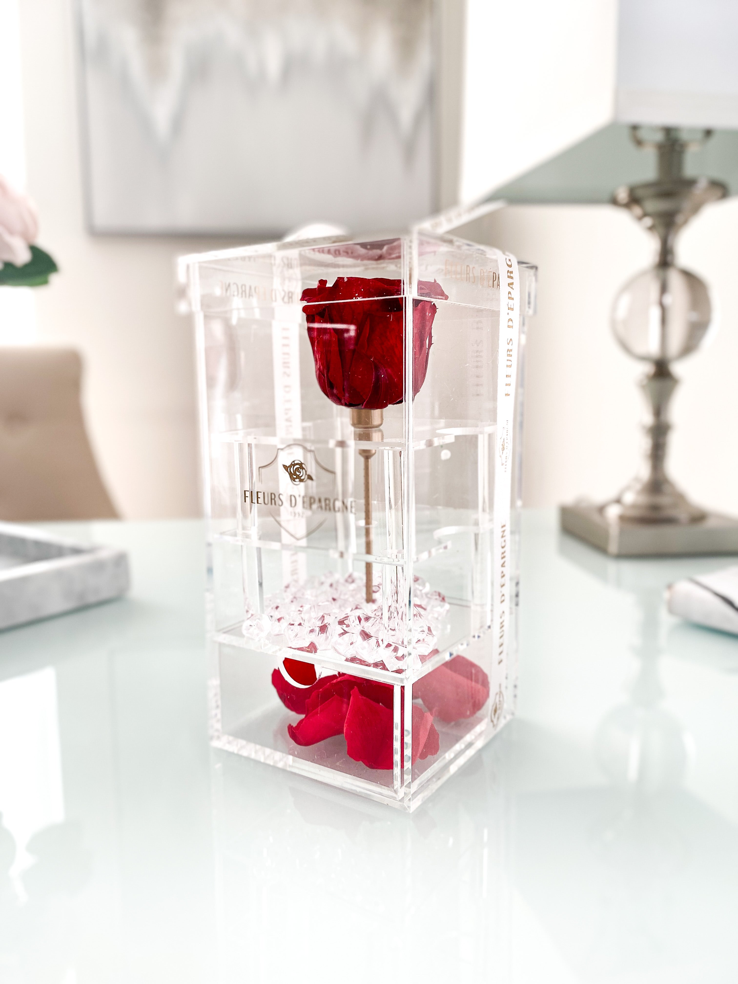 Purest Crystal Box with Long Stemmed 3 Year Rose