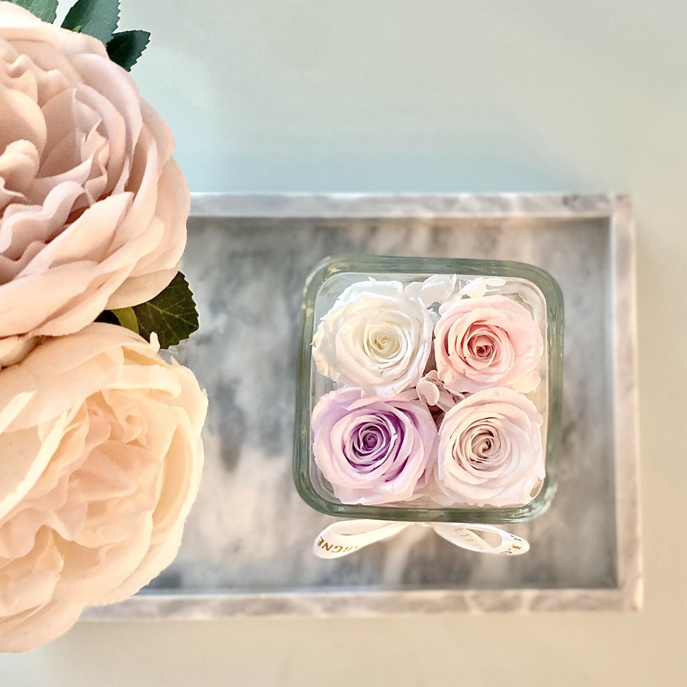 Lush 4 in Square Glass Vase