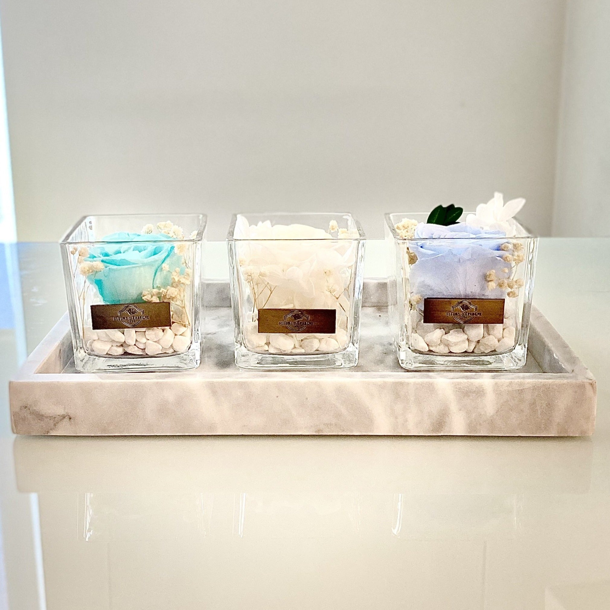 One Love in Square Glass Vase
