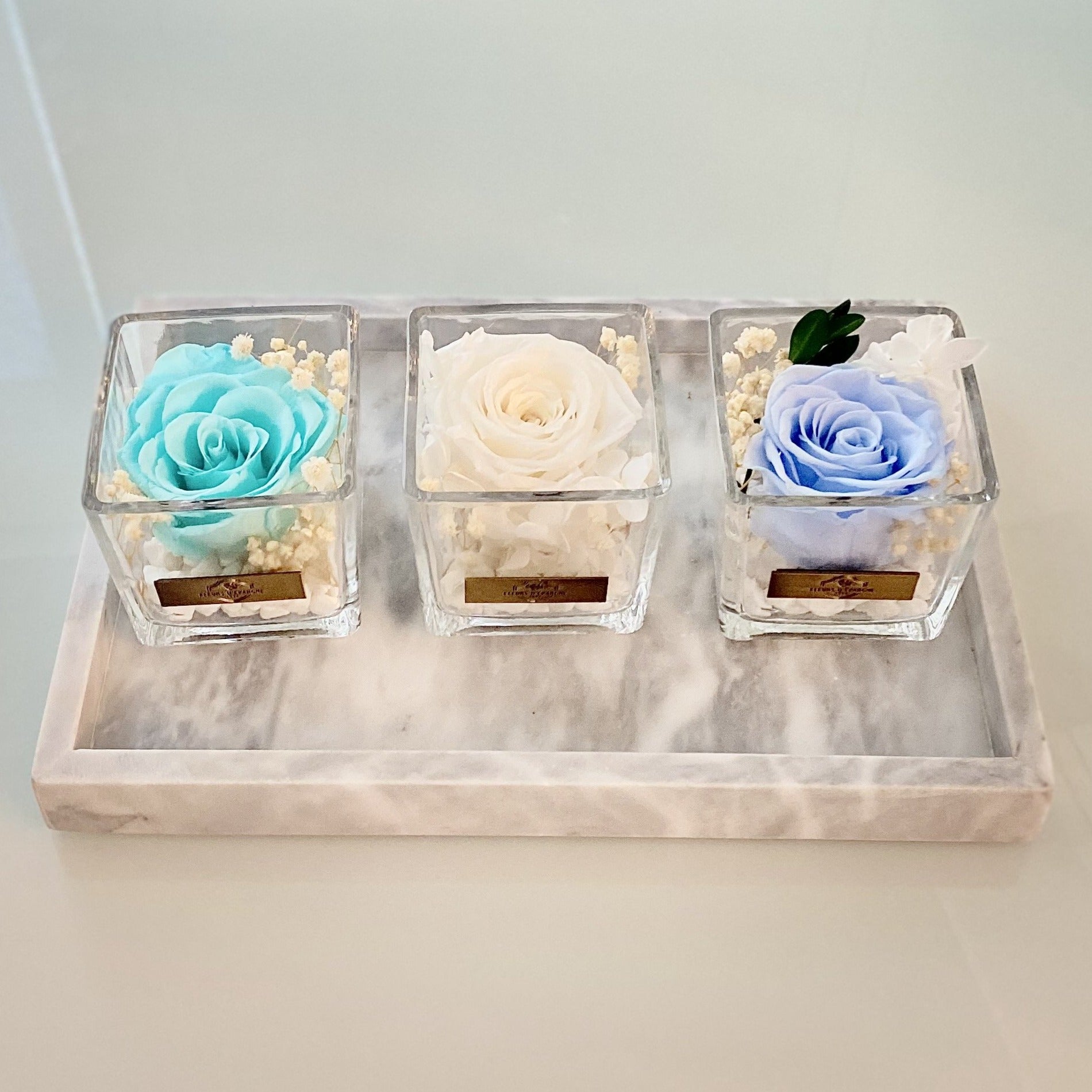 One Love in Square Glass Vase