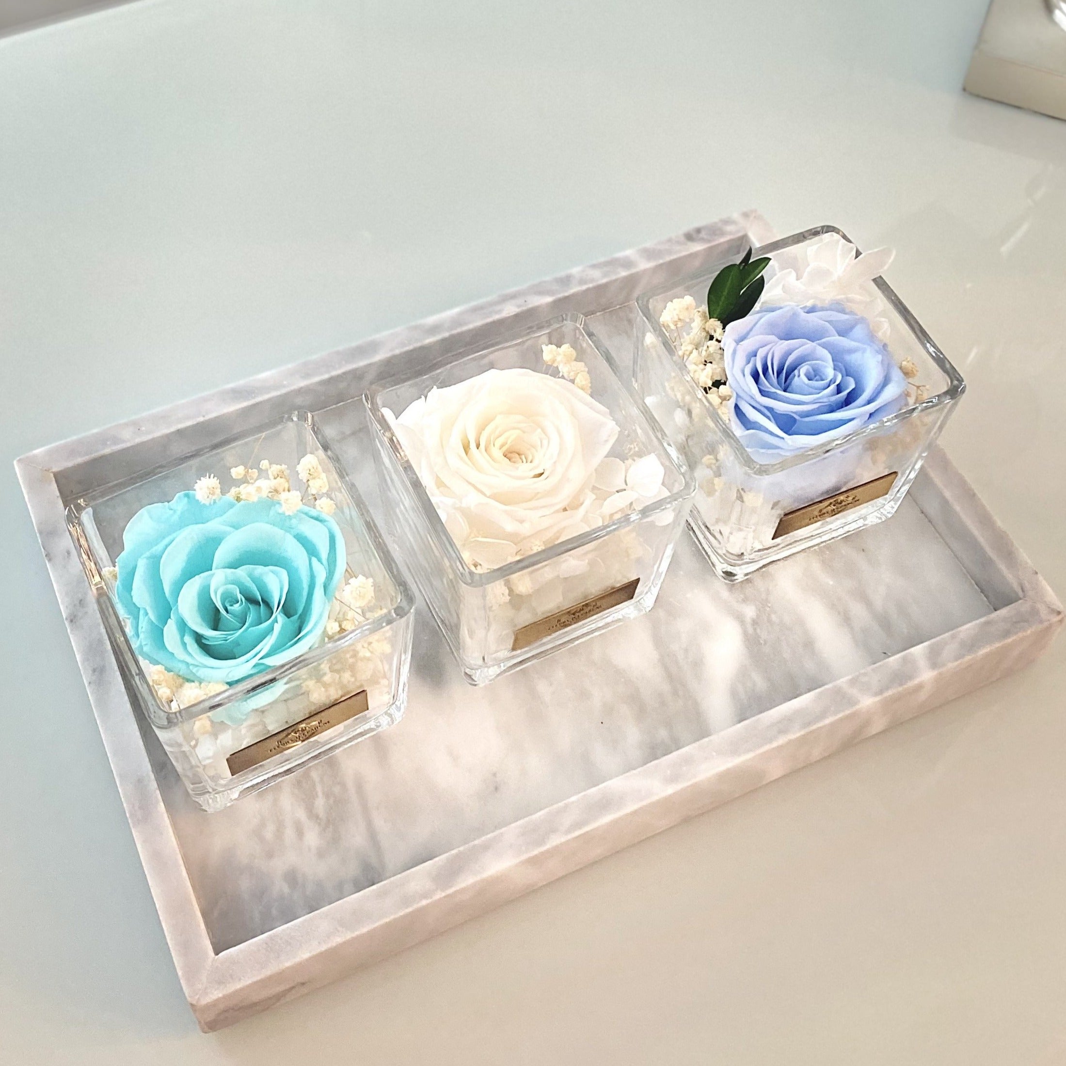 One Love in Square Glass Vase