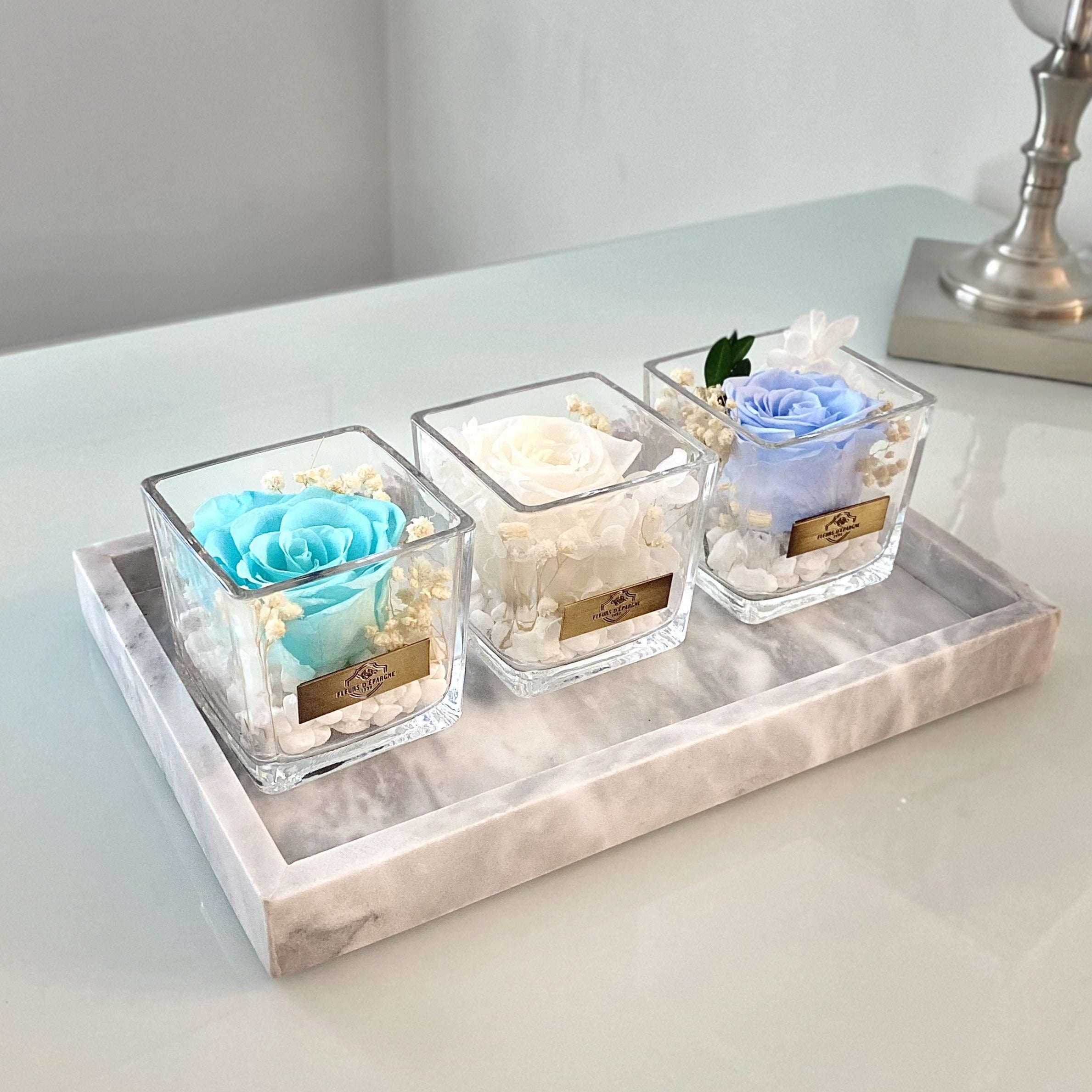 One Love in Square Glass Vase