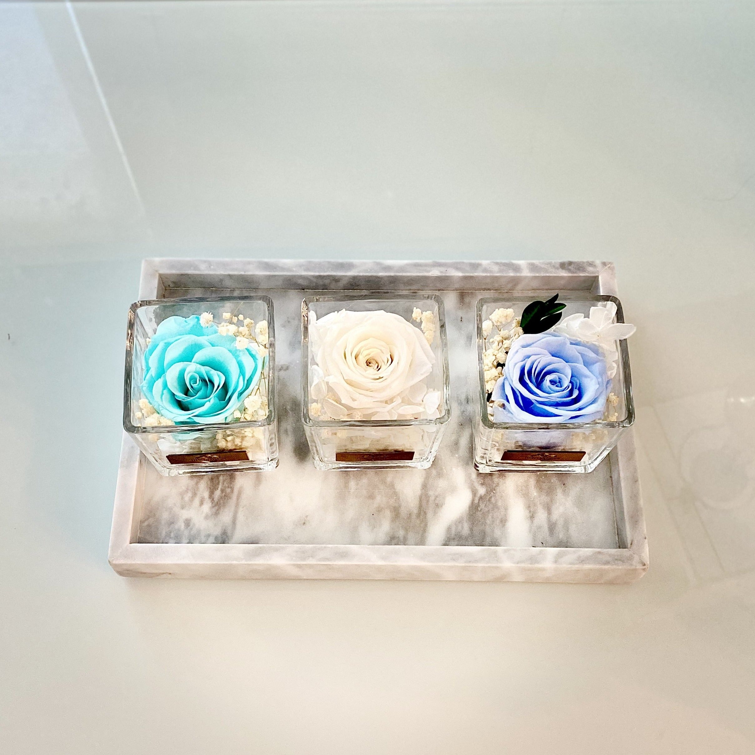 One Love in Square Glass Vase