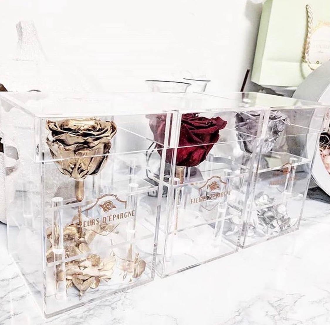 Purest Crystal Box with Long Stemmed 3 Year Rose