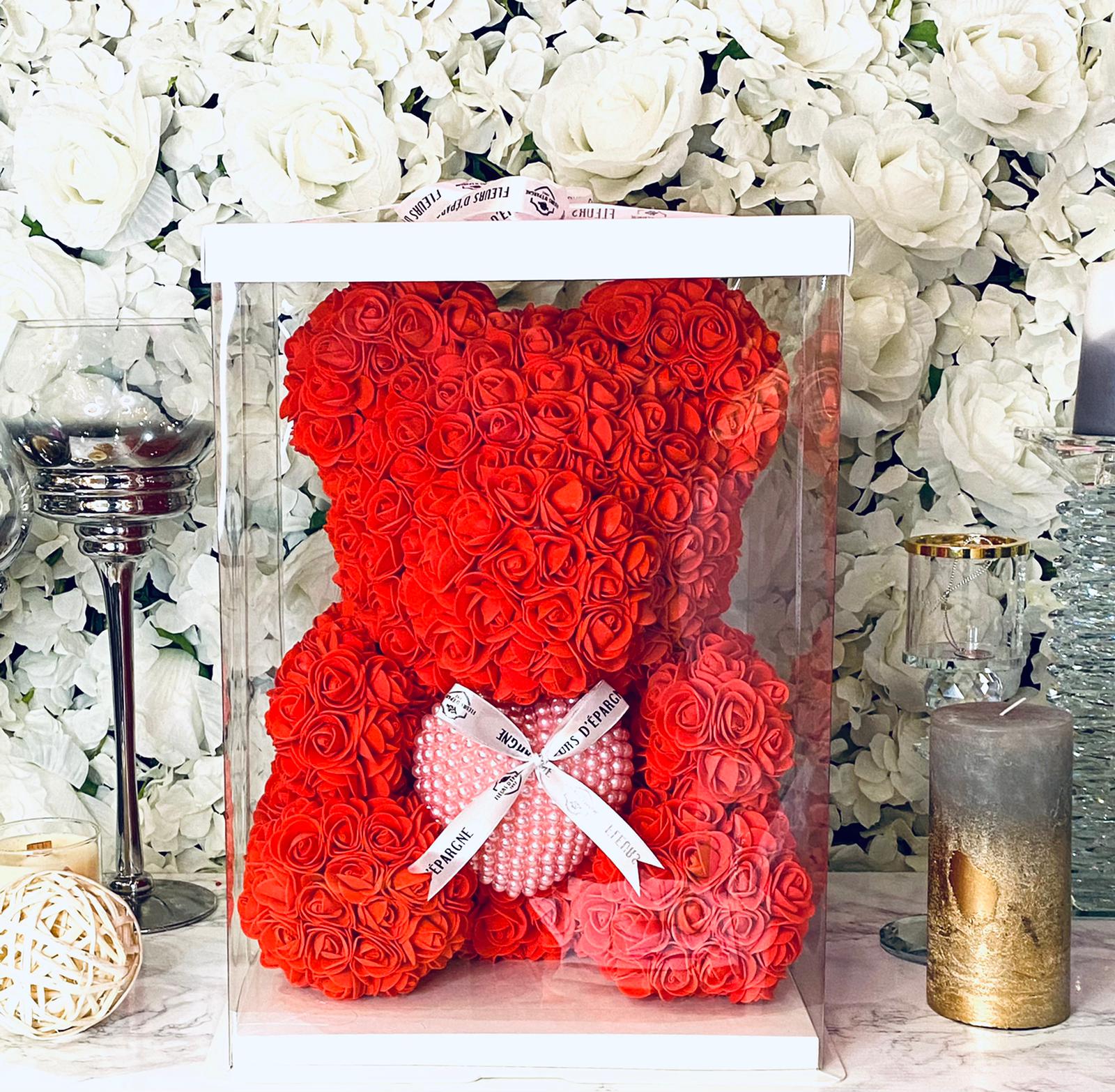 Pearl Heart Luxe Foam Rose Bear