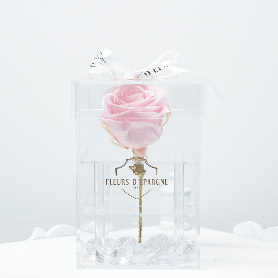 Purest Crystal Box with Long Stemmed 3 Year Rose