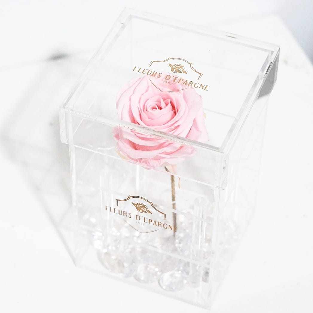 Purest Crystal Box with Long Stemmed 3 Year Rose