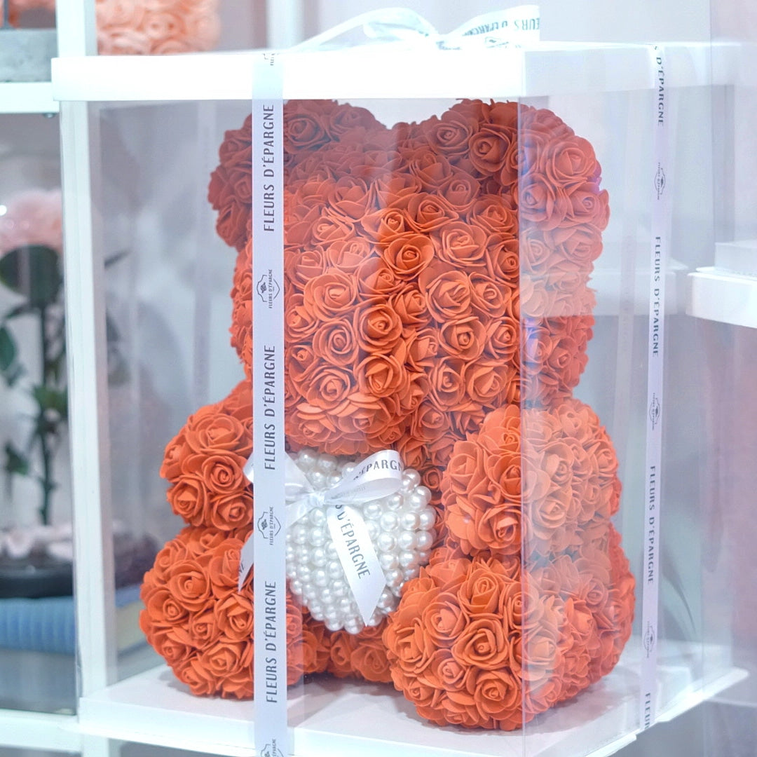 Pearl Heart Luxe Foam Rose Bear fleursdepargne