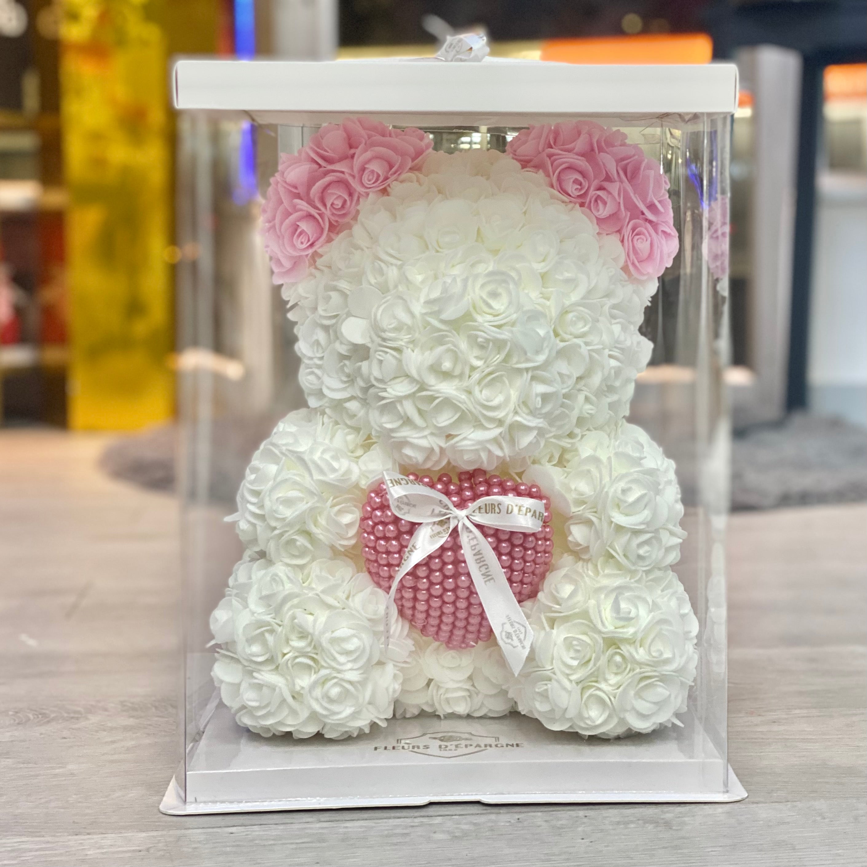 Pearl Heart Luxe Foam Rose Bear