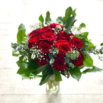 Classic Dozen Red Roses in Tall Vase - Fresh Flower