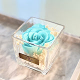 One Love in Square Glass Vase