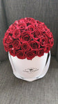 Red Velvet Romance Dome in Classic Rose Bucket