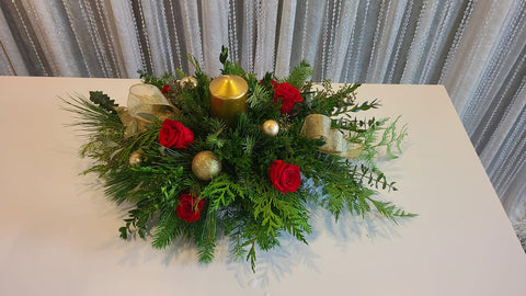 Medium Holiday Greens with Candle