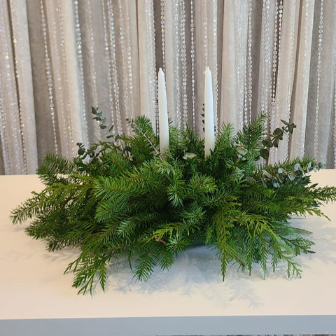 Medium Holiday Greens with 2 Candles