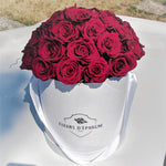 Red Velvet Romance Dome in Classic Rose Bucket