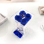 Jumbo 4 Rose Crystal Box with Drawer - 3 Year Flowers