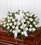 White Rose Casket Spray-Fresh Flowers