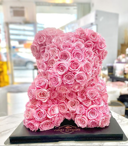 rose bear with real roses