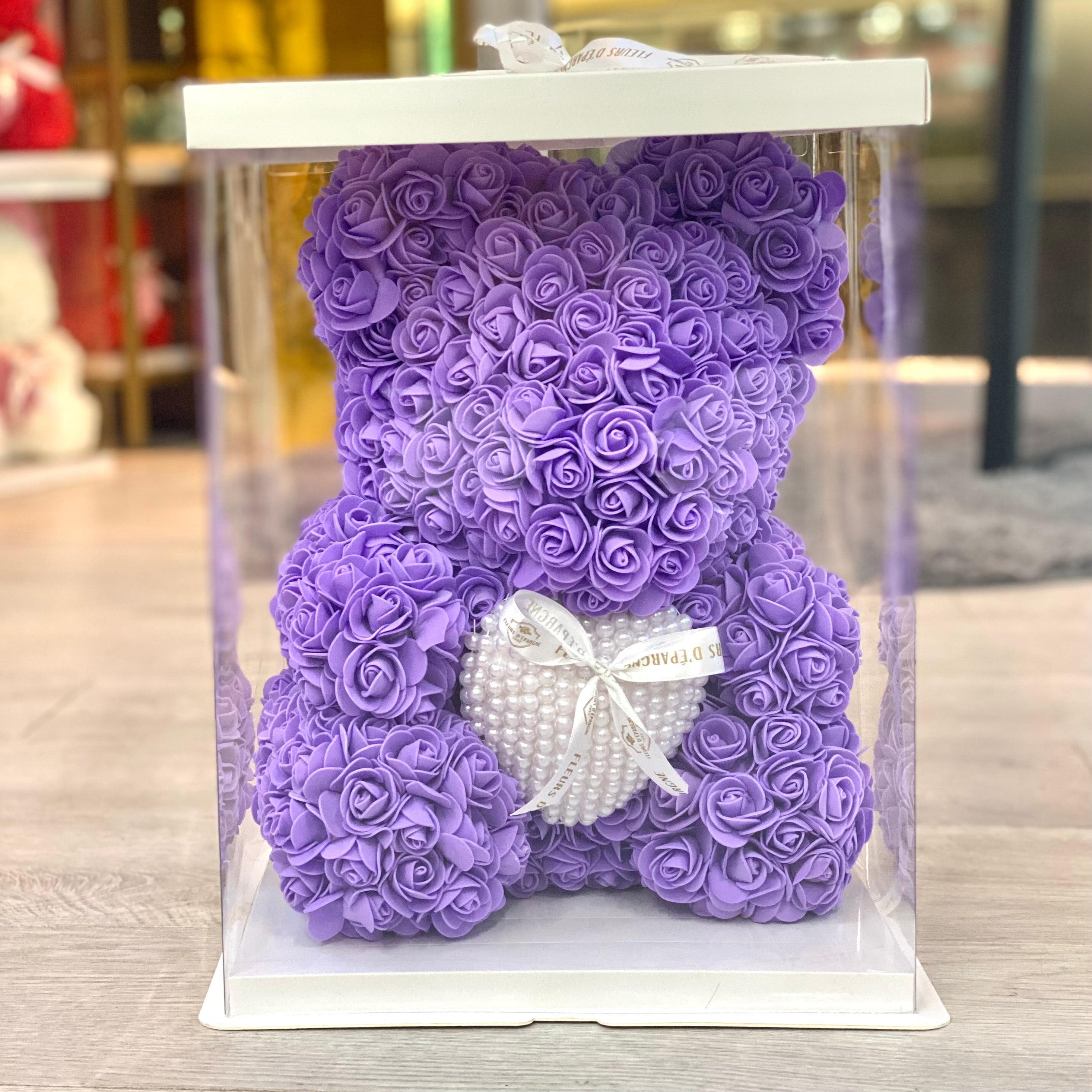 Purple rose bear with hot sale heart