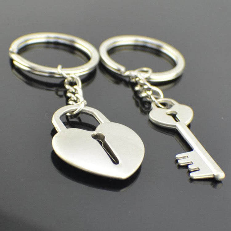 Heart and Key Couples Keychain