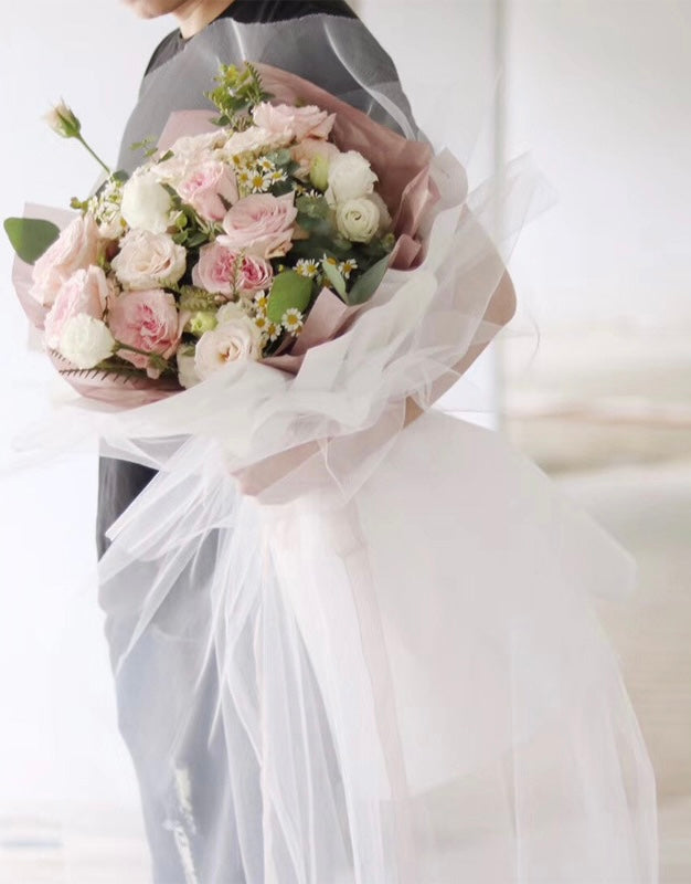 Large Bouquet with long silk tail - Fresh Flowers