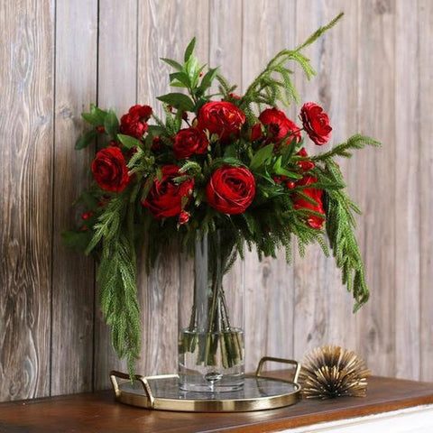 Red Blooms Vase - Fresh Flowers